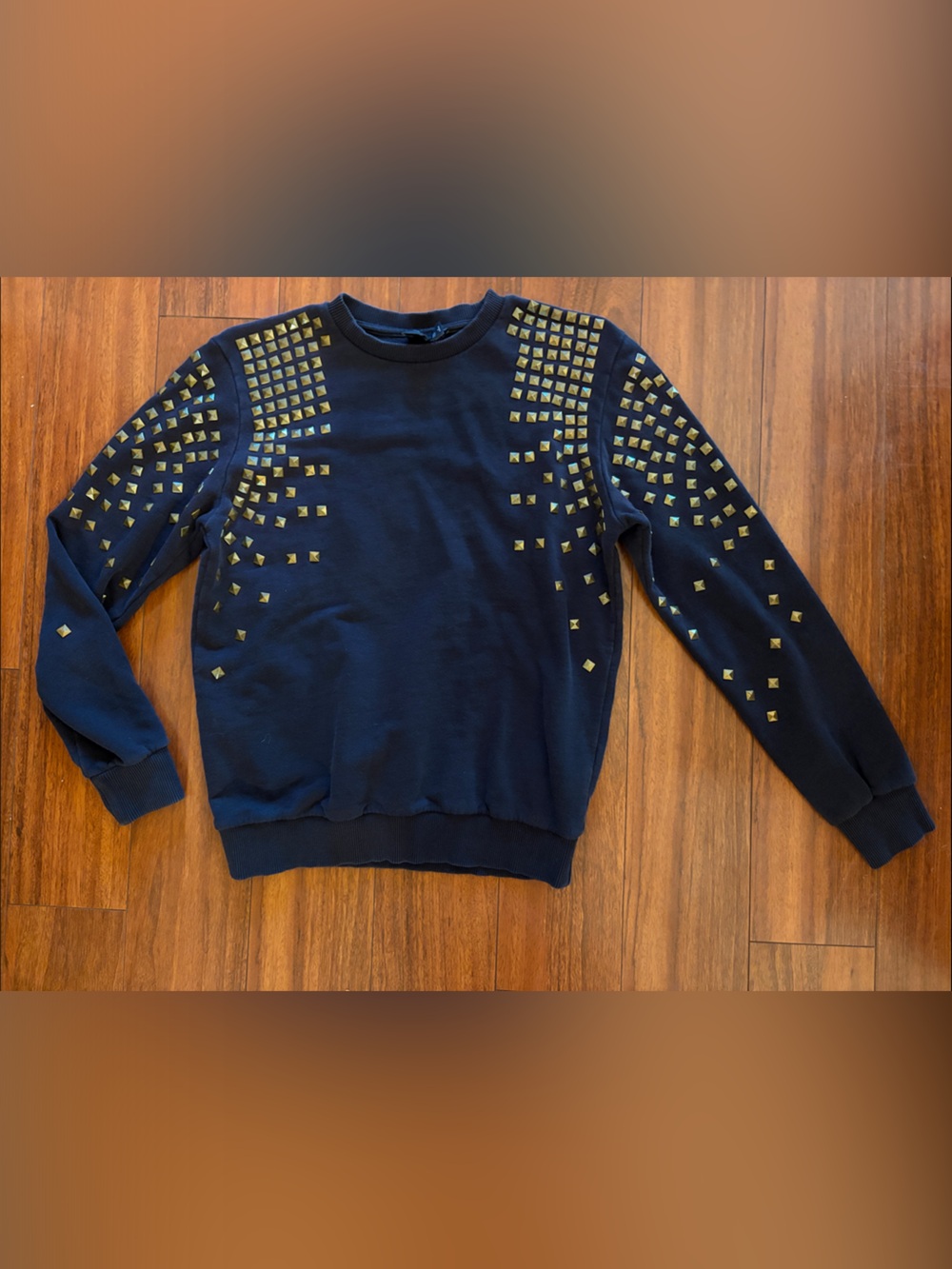 ASOS Navy Sweatshirt with Brass / Gold Stud Details